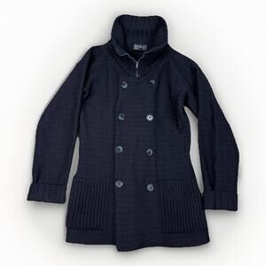 VTG Ermenegildo Zegna Womens Wool Knit Jacket Coat Double Breasted Size S Italy